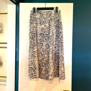 Silk snakeskin print midi skirt